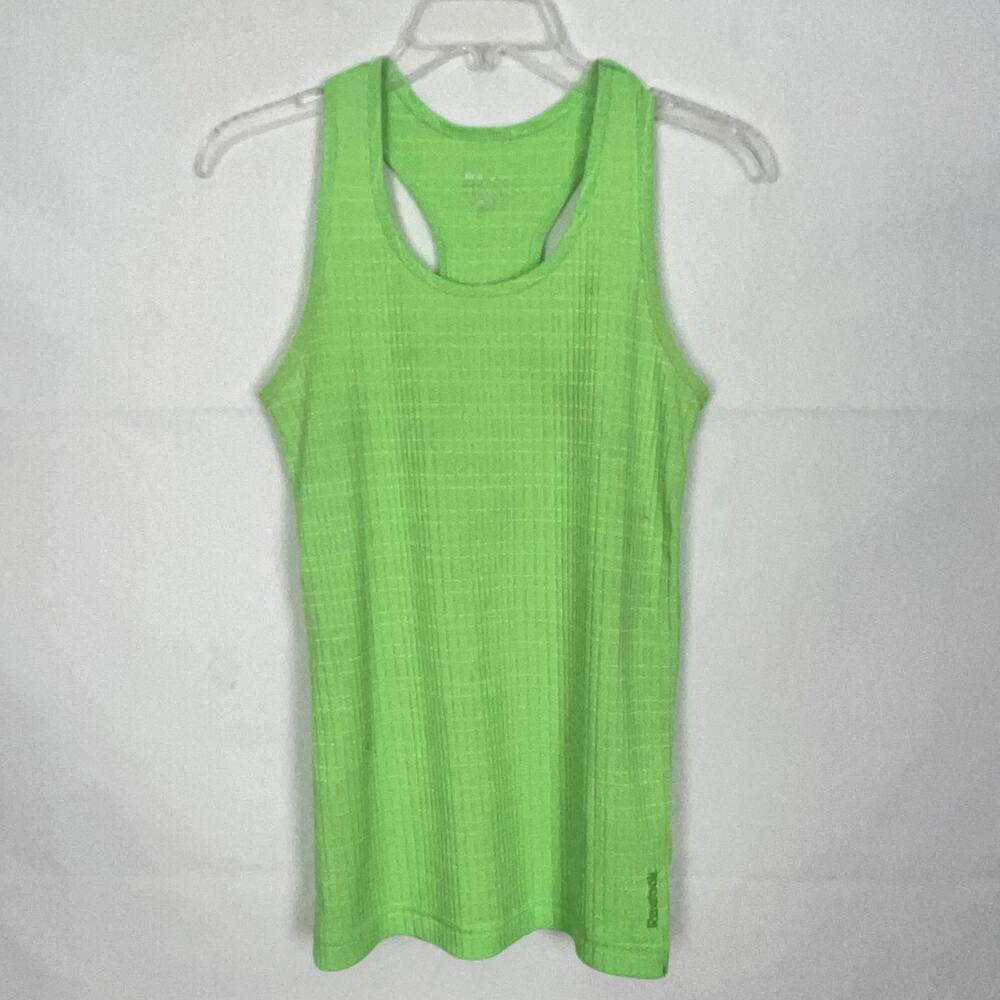 Reebok Womens Lime Green Ribbed Stretch Tank Top Size XS Gym Yoga